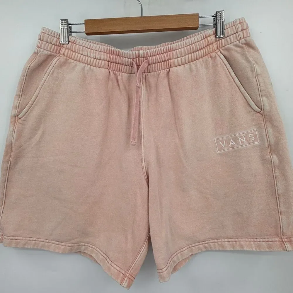 VANS Peach Mineral Wash Distressed Loose Fit Fleece Shorts Size Large